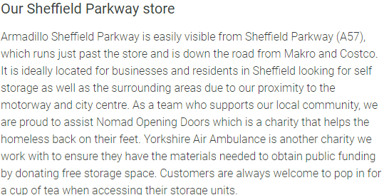 Armadillo Sheffield local content