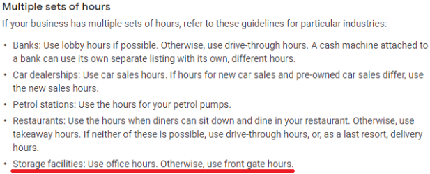 GMB Sets of Hours Guidelines