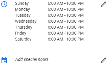 GMB opening hours