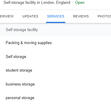 services section on mobile