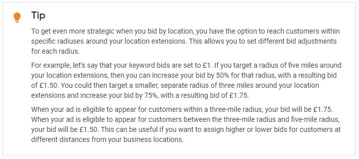 google location bidding tip