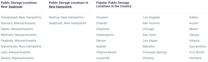 public storage location links