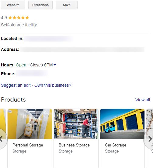 services in the products section